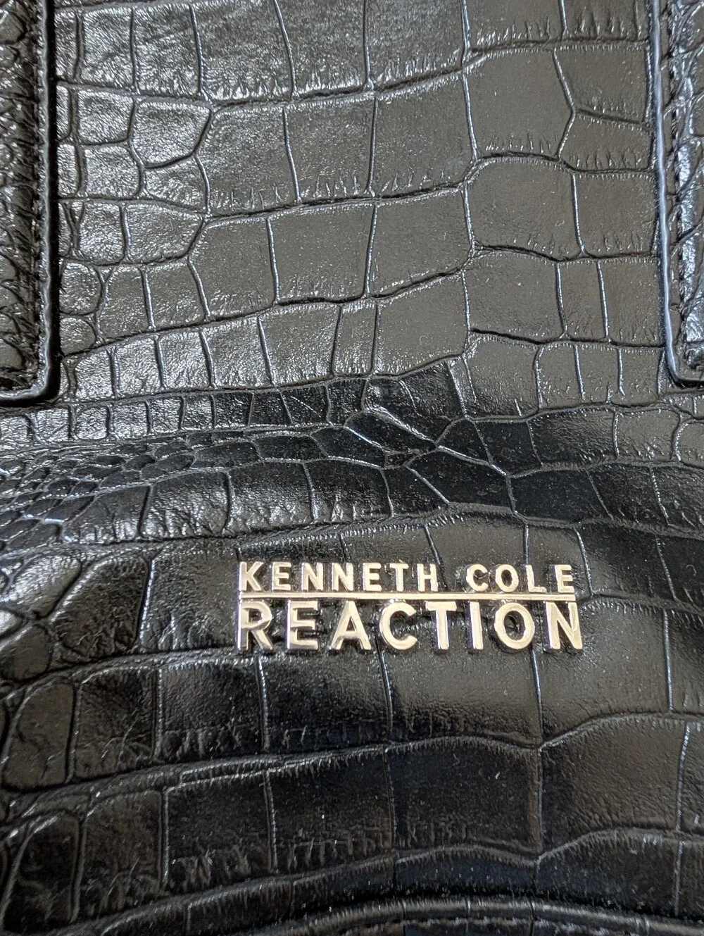 Kenneth Cole Reaction Black Croc-Embossed Satchel Bag